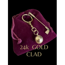 Golf Club and Ball 24k Gold Clad Keyring Golf Club and Ball 24k Gold Clad Keyring